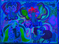 Neon elephants dance